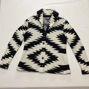 Chaps Petite Sweater Jacket Aztec Geometric Print Button Front Cardigan Medium - Picture 1 of 8