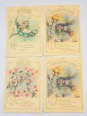 Hallmark Charmers Fantasy Pixie Elves Pea Pods 4 tarjetas de felicitación de colección GC191 Foto 1 de 4