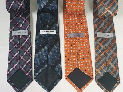 Lote de 4 corbatas de cuello Geoffrey Beene para hombre 100 % seda a cuadros, florales, geométricas Foto 1 de 4