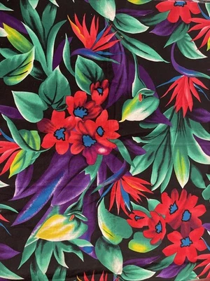 Tropical Floral Bird Of Paradise Fabric Alexander Henry Green  Purple Cotton 2.8 - Image 1 of 4