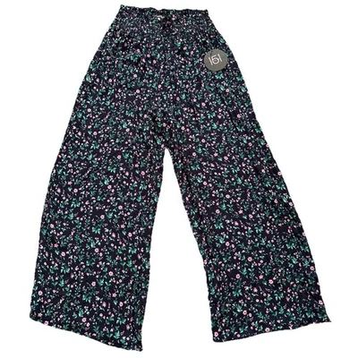 One 5 One Women Pants XXL Wide Leg Smocked Waist easy pull on Blue floral New - Image 1 of 4