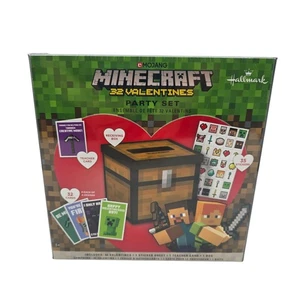 Hallmark Minecraft 32 Valentines Cards Party Set Mojang 35 Stickers Teacher Card - Picture 1 of 8