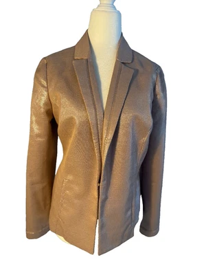 Impresionante Chaqueta Blazer Chico's Para Mujer Brillante Oro Rosa Nueva con Etiquetas!  Talla 0 Foto 1 de 4