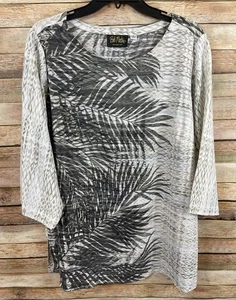 Bob Mackie Wearable Art Damen 1X Blumen 3/4 Arm Pullover Tunika Oberteil - Bild 1 von 6