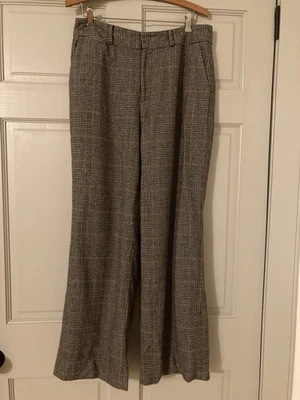 Lauren Ralph Lauren wool blend plaid wide leg trouser pants size 8 brown Vintage - Image 1 of 4