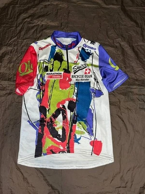 CAMISETA DE CICLISMO VINTAGE AÑOS 90 JERSEY EQUIPO SUIZO MAX HURZELER GONSO ORIGINAL TALLA M Foto 1 de 2