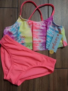 Cat & Jack SET Girl's Size M (7/8) Multicolor Cutlets Bikini Swim Set UPF 50+ - Picture 1 of 4