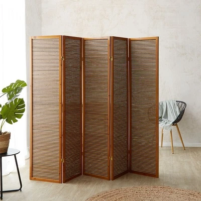 Raumteiler Trennwand Holz Paravent Bambus Sichtschutz Spanische Wand Homestyle4u - Bild 1 von 4