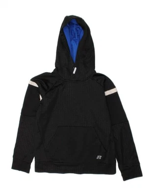 RUSSELL ATHLETIC Boys Hoodie Jumper 10-11 Years Large Black Polyester BU11 - Image 1 of 3