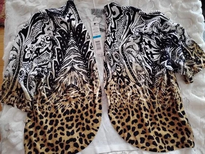 Cárdigan/encogerse de hombros de seda Joseph A .qu'est ce que c'est nuevo con etiquetas XL estampado de selva ¡ENVÍO GRATUITO! Foto 1 de 4