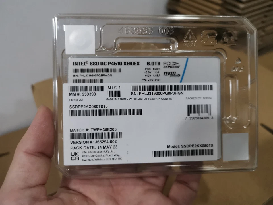 Intel 8TB P4510 SSD Series DC NVME/PCIe U.2 2.5" SSDPE2KX080T8 Solid State Drive - Image 1 of 1