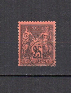 France Y&T 91 Sage type II noir s. rouge 25 c. un timbre oblitéré /TE4025 - Picture 1 of 1