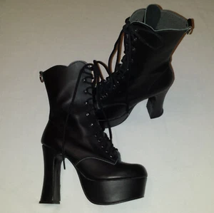Plateau Stiefel schwarz Gothic Boots Lolita Cosplay Larp Gr. 39 - Bild 1 von 8