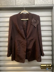 DANA BUCHMAN Vintage 100% Seda Traje Chaqueta (12) Falda (16) Blusa 12 - Vino - Imagen 1 de 23
