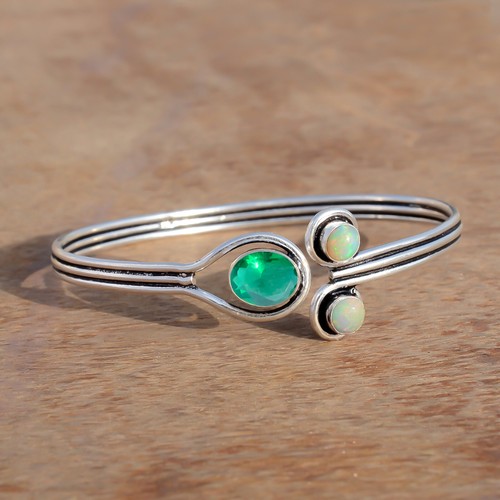 VALENTINO Bracciale in argento sterling 925 con pietra preziosa diopside e opale cromato per funzione