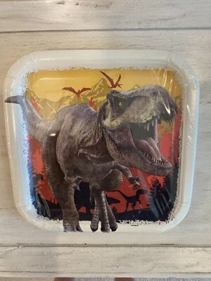 JURASSIC WORLD BIRTHDAY PARTY 9 INCH PAPER PLATES NEW SEALED - Image 1 of 2