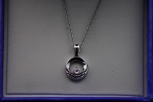 H Samuel Silver 925 Diamond Crescent Pendant - Picture 1 of 3
