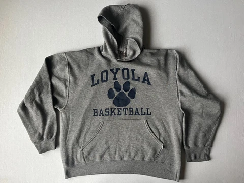 Loyola Ramblers Basketball Russell Athletic Hoodie Sweatshirt Sz L Unisex Gray Cover