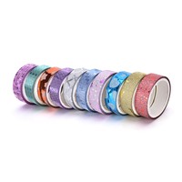 10x DIY Self Adhesive Glitter Washi Masking Tape Sticker Craft Decor 15mmx3m New