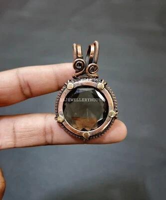 Smoky Topaz Pendant Copper Wire Wrapped Jewelry Gemstone Jewelry Handmade Gift - Image 1 of 4
