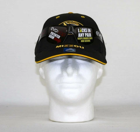 NCAA Missouri Tigers Mizzou Black EVOCAP Baseball Hat Built in Sunglasses Holder Cover