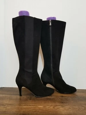 Adrienne Vittadini Тереза колена сапоги замши из черной кожи каблуки размер 6,5 М - Изображение 1 из 4
