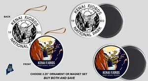 PARQUE NACIONAL DE LOS FIORDOS DE KENAI Adorno/Imanes Coleccionables Alaska Regalo de Vacaciones - Imagen 1 de 1