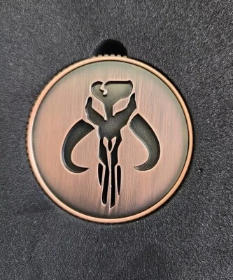 Disney Star Wars Mandalorian Boba Fett Mythosaur Skull Coin 2" Metal Copper Tone - Image 1 of 2