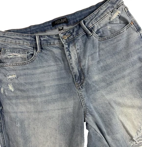Judy Blue Jeans Distressed Raw Hem Rainbow Thread Women's 18W Light Wash - Picture 1 of 11