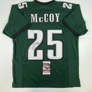 Autographed/Signed LESEAN MCCOY Philadelphia Green Football Jersey JSA COA Auto - Picture 1 of 4