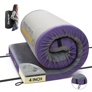 Memory Foam Camping Mattress Pad, Portable Roll Up Sleeping Mat, 75*39*4 inch - Picture 1 of 9