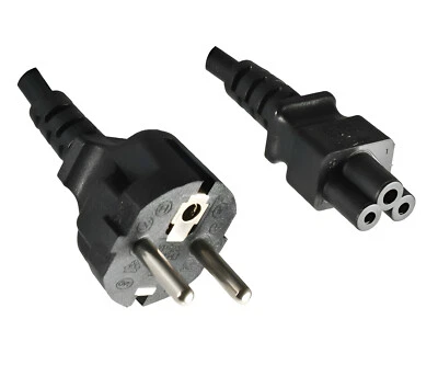 DINIC Netzkabel,  Schutzkontaktstecker auf C5 Kleeblatt-Stecker, 3m - Bild 1 von 4