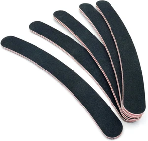12PCS Black Curved Nail Files Emery Boards EVA Double-Sided Polished Buffering F - Picture 1 of 5