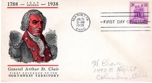 1938 #837 NORTHWEST TERRITORY FDC W/ LINPRINT CACHET TO COLUMBUS OH - Picture 1 of 1