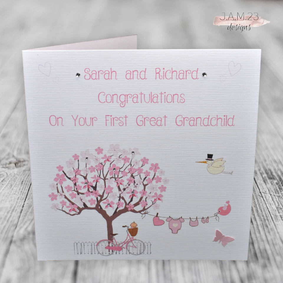 Personalised New Great / Grandparents Congratulations Card Boy Girl - Image 1 of 4