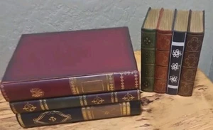 Scatola porta libri vintage decorativa in legno antica nascondiglio set 2 - Foto 1 di 10