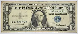 1957 US 1 Dollar Banknote - Silver Certificate; Blue Seal; W/ Motto - P# 419 - Picture 1 of 7