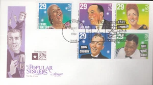 1994 FDC - Scott # 2849-53 - Cantantes populares - en una sola portada - Artmaster - Imagen 1 de 1