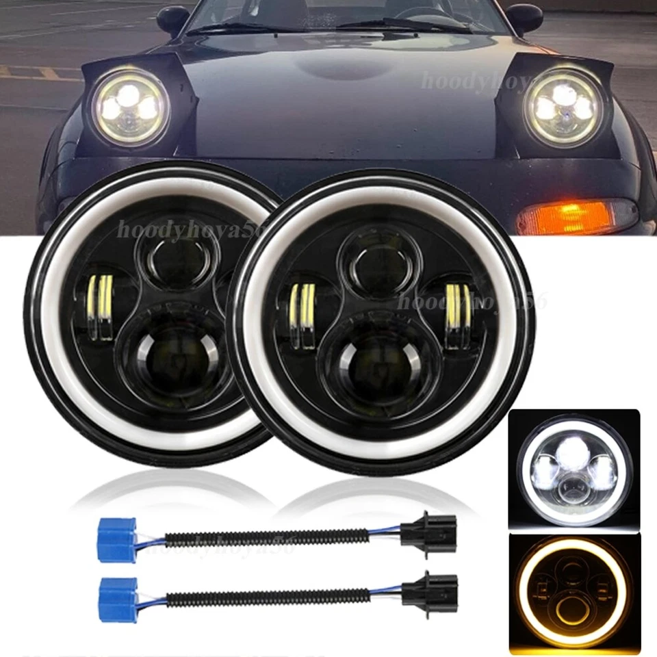 For 90-97 Mazda Miata MX5 MX-5 7" LED Headlight DRL Amber Turn Light Hi Lo H6024 - Image 1 of 4