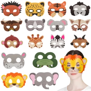 16 Piezas Máscara Animal Hombre Niño Máscaras Decorativas Niños Vestir Juegos con disfraces - Imagen 1 de 11