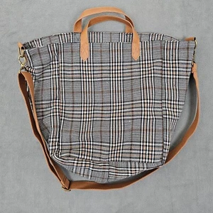 Thirty One Handbag Womens Large Brown Tote Plaid Preppy Academia Crossbody Hand - Picture 1 of 15
