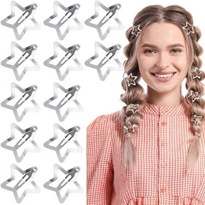 Isslly 12PCS Cute Star Hair Clips for Women Silver Metal Star Hair Snap Barre... - Picture 1 of 7