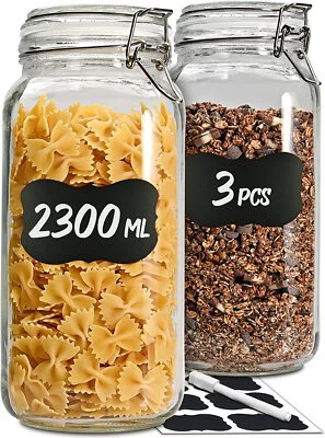 3 Vorratsgläser Bügelverschluss 2300ml Einmach Bonbon Gläser Glas Dose Set - Bild 1 von 4