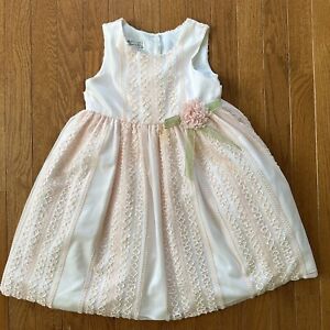 Pippa & Julie Girls Size 5 Dress Spring Easter Pink Flower Bow Lace Layered EUC!