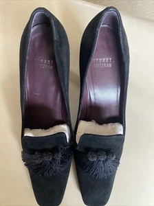 10 1/2 N schwarze Suade Damenschuhe Stuart Weitzman 3 1/2"" Absätze - Bild 1 von 4