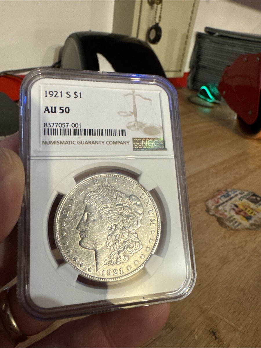 AU 50 Graded 1921 Year Morgan US Dollars (1878-1921) for