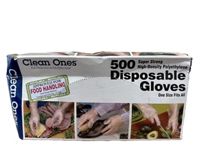 Clean Ones 500 Count Disposable Gloves ONE SIZE FITS ALL Food Handling +Cleaning - Picture 1 of 8