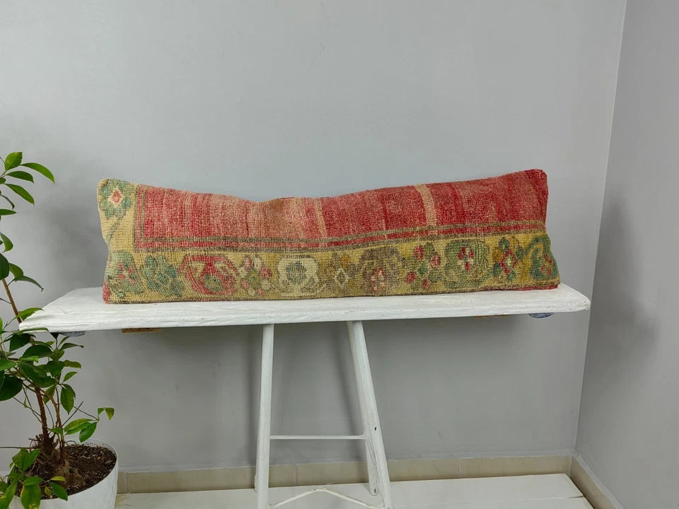 LONG BOLSTER PILLOW TURKISH RUG PILLOW LONG BED PILLOW LONG LUMBAR PILLOW DECOR - Image 1 of 4