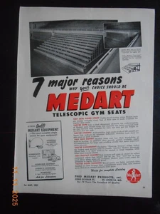 1951 Fred Medart St Louis MO Basketballständer Ausrüstung AD M.D. Anzeigetafel braun - Bild 1 von 2