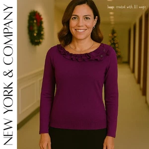 Suéter NEW YORK & COMPANY MORADO CON VOLANTES, S - Imagen 1 de 9